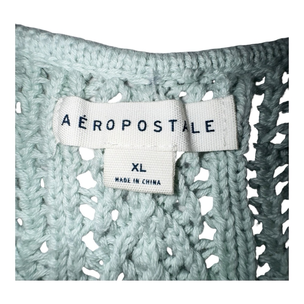 Aéropostale Crocheted Square-Neck Crop Top Light Blue "Spirit Blue" Color Sz XL - Picture 3 of 8